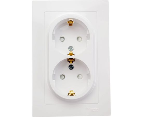 Розетка Schneider Electric AtlasDesign Бел с/з двойная, со шторками, 16А, в сборе SE ATN000126 