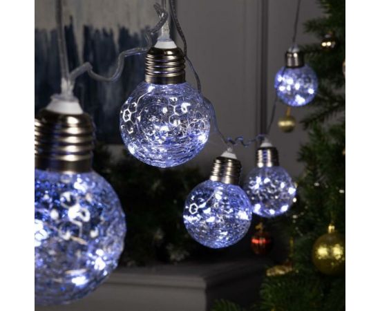 Гирлянда-нить Luazon ROSA, 3 м, лампочки-шары, 5 см, IP20, серебристая нить, LED-80-12V, 8 режимов, белый 6929865 