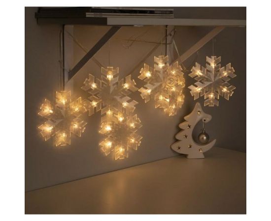 Гирлянда-нить Luazon DCR, 2 м, снежинка матовая 16х16 см, IP20, Н.С, LED-36-220V, теплый белый 5148897 
