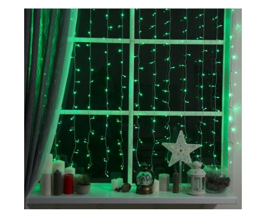 Занавес Luazon ECO IP20, УМС вилка, 2х1.5 м, Н.С. LED-360-220V, 8 режимов, зеленый 1080465 