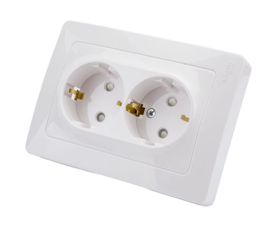 Розетка Schneider Electric Blanca внутр Бел 2-ая с/з со шторками, 16А, 250В SE BLNRS001121 