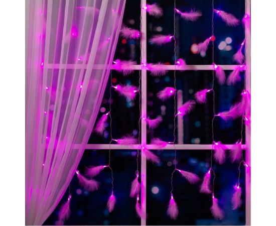 Занавес Luazon DECOR Перья, 3х1.4м, Н.С. LED-80-220V, 8 режимов, розовый 6929897 