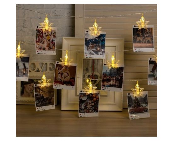 Гирлянда-нить Luazon DCR, 4.5 м, прищепки звезда, IP20, Н.С., LED-20-220V, фиксинг, теплый белый 4445725 