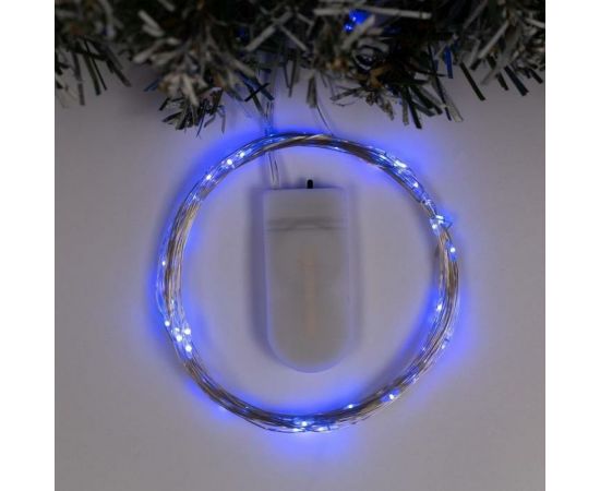 Гирлянда-нить Luazon ROSA, IP20, 5 м, Н.С. LED-50-6V, 2хCR2032, фиксинг, синий 2433895 