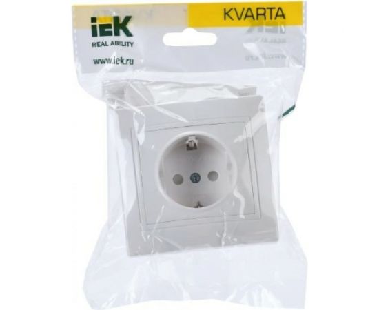 Розетка IEK KVARTA 1ая с з/к с з/ш РСш10-3-КРБ 16А PC бел. KV-R14-16-PC-K01 – изображение 2