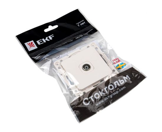 Механизм 1-местной TV розетки EKF PROxima Стокгольм, 75Ом, 5-862МГц, белый EYA00-027-10 – изображение 2