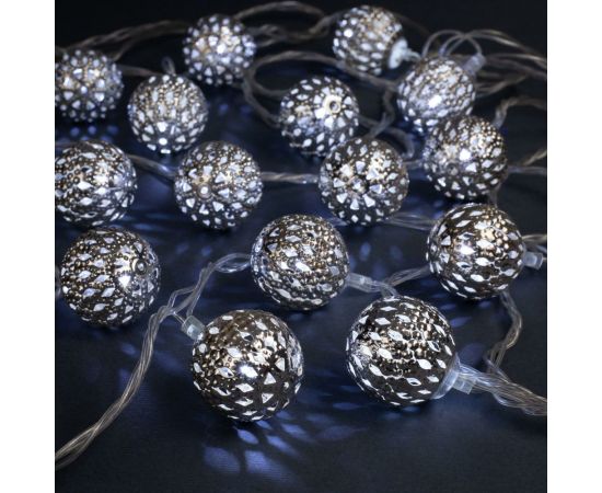 Нить Luazon DCR 4 м, с насадками Шарик узоры 2.5 см, IP20, Н.С. LED-20-220V, 8 режимов, белый 2388624 – изображение 2