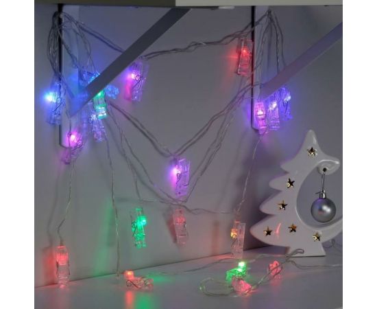 Нить Luazon DCR 5 м, с насадками Прищепки, IP20, Н.С. LED-20-220V, моргает, мульти 2433909 – изображение 2