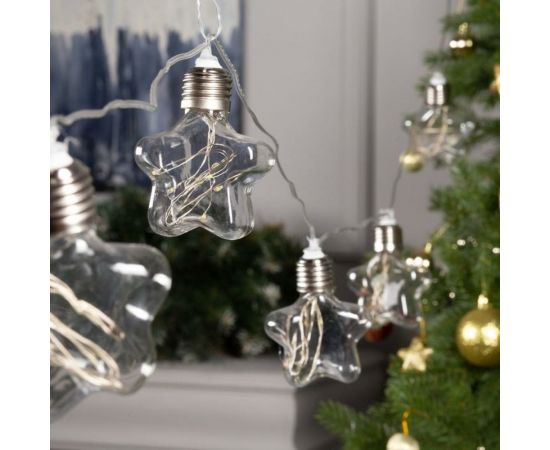 Нить Luazon ROSA 3 м, с насадками Лампочки звездочки 8 см, IP20, Н.С. LED-80-12V, 8 режимов, теплый белый 6929859 – изображение 2