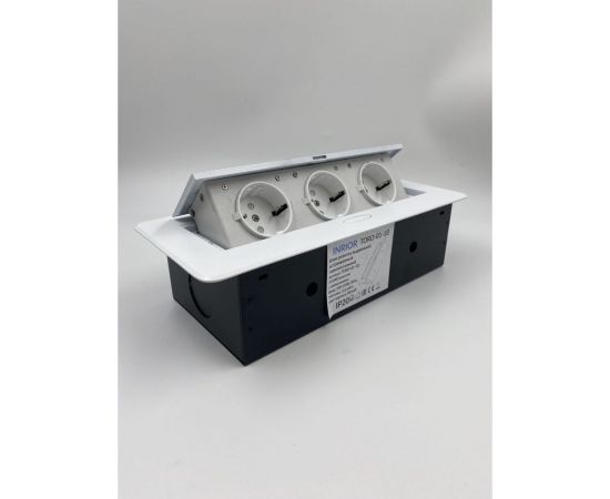 Выдвижная розетка Inrior выдвижной встраиваемый блок розеток, на 3 euro розетки, без проводки, белый TORO-01-10 – изображение 2