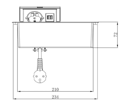 Выдвижной блок розеток GTV выдвижная розетка на 1 EURO розетку и 2 USB-A+C, беспроводная зарядка, серый, AE-PB1SAVAP-53 – изображение 2