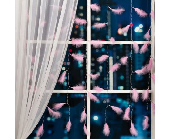 Занавес Luazon DECOR Перья, 3х1.4м, Н.С. LED-80-220V, 8 режимов, розовый 6929897 – изображение 2