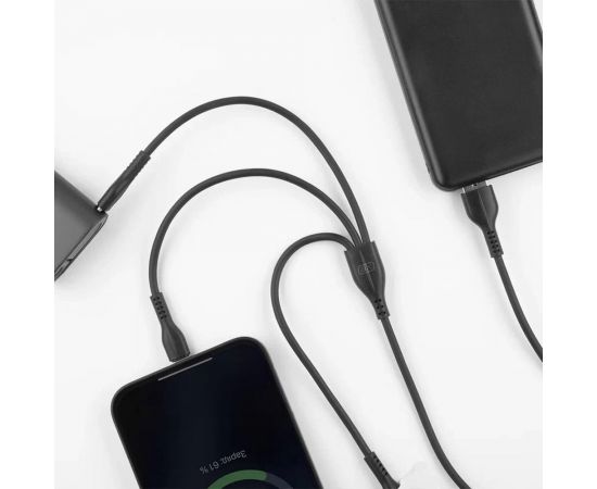 Дата-кабель 3 в 1: micro USB, USB-C, Ligthning Deppa 1м, черный, нейлон, Axxa 7272 – изображение 2