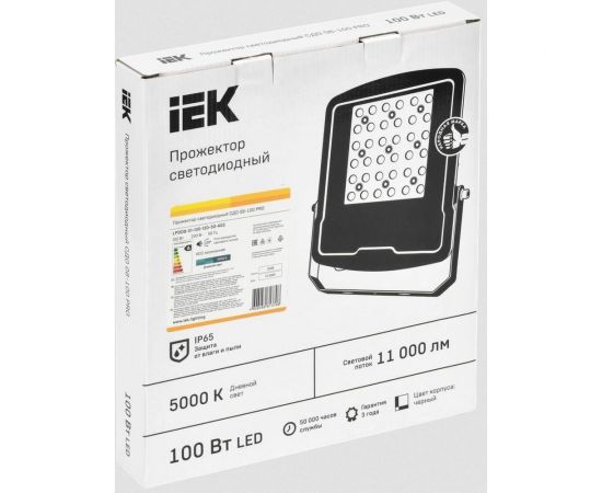 Прожектор IEK LED СДО 08-100 PRO 120град 5000К IP65 черный LPDO8-01-100-120-50-K02 – изображение 2
