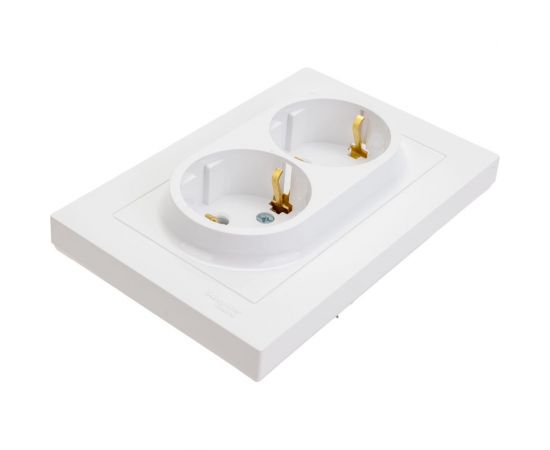 Розетка Schneider Electric AtlasDesign Бел с/з двойная, со шторками, 16А, в сборе SE ATN000126 – изображение 2