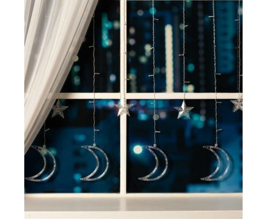 Бахрома Luazon DECOR Месяц, IP20, Ш2.7 м, В0.9 м, Н.С. LED-138-220V, 8 режимов, белый 4356980 – изображение 2