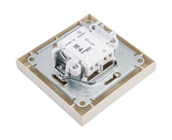 1-клавишный выключатель Schneider Electric AtlasDesign Бежевый сх.1, 10АХ, в сборе SE ATN000212 – изображение 3