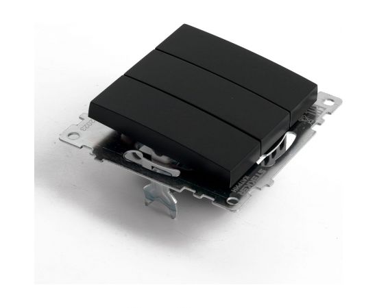 3-клавишный выключатель STEKKER (механизм), gls10-7108-05, 250v, 10а, серия катрин, черный, 49172 – изображение 3