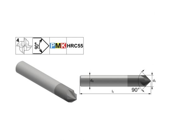 Фреза для снятия фасок твердосплавная по металлу 10х72 мм, хв-к 10 мм, Z4 CNCINS PMK41.z4.10.XX.72.SF90 TiAlN – изображение 3