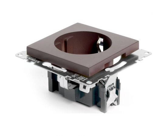 1-местная розетка с заземлением (механизм) STEKKER GLS16-7110-04, 250В, 16А с защитной шторкой, серия Катрин, шоколад 49028 – изображение 3