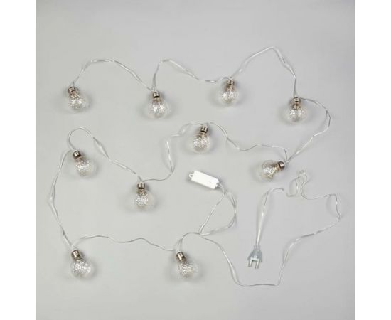 Гирлянда-нить Luazon ROSA, 3 м, лампочки-шары, 5 см, IP20, серебристая нить, LED-80-12V, 8 режимов, белый 6929865 – изображение 3