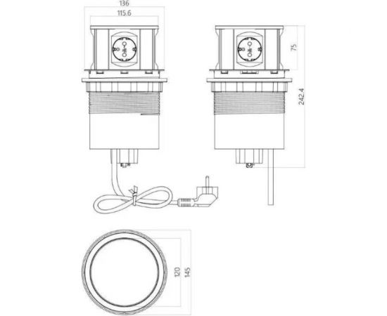 Выдвижная розетка Inrior выдвижной блок розеток встраиваемый розеточный блок 3 euro розетки и 2 usb MAC-90 – изображение 3