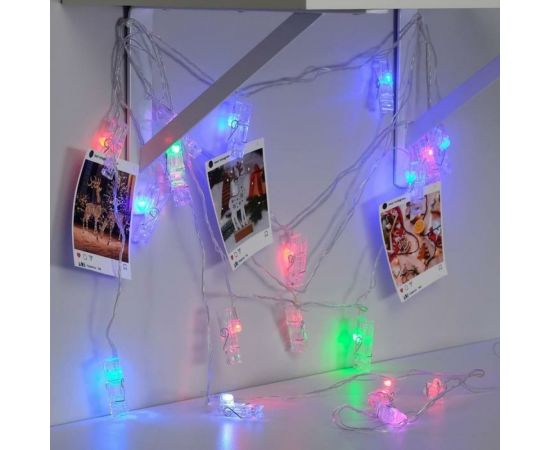 Нить Luazon DCR 5 м, с насадками Прищепки, IP20, Н.С. LED-20-220V, моргает, мульти 2433909 – изображение 3