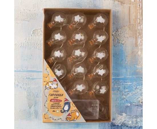 Нить Luazon DCR 1.6 м, с насадками Елочные шары 2 см, IP20, Н.С. LED-15, АА*2, теплый белый 5864408 – изображение 3