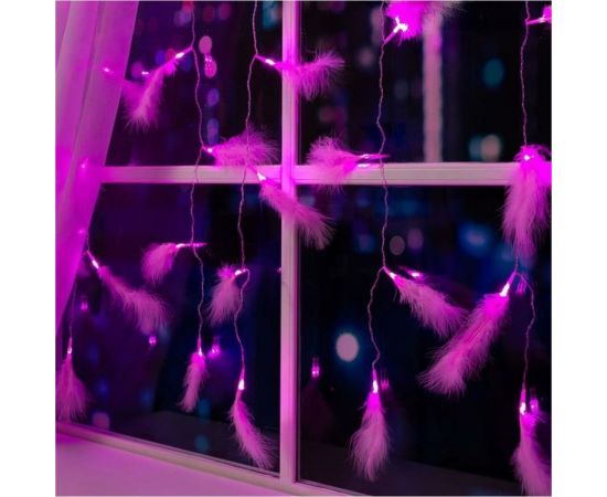 Занавес Luazon DECOR Перья, 3х1.4м, Н.С. LED-80-220V, 8 режимов, розовый 6929897 – изображение 3