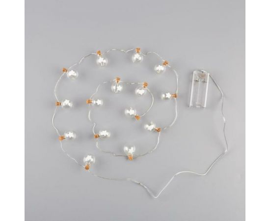 Нить Luazon DCR 1.6 м, с насадками Елочные шары 2 см, IP20, Н.С. LED-15, АА*2, теплый белый 5864408 – изображение 4