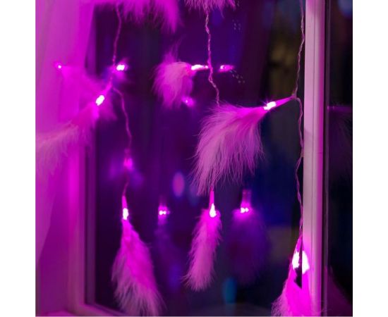 Занавес Luazon DECOR Перья, 3х1.4м, Н.С. LED-80-220V, 8 режимов, розовый 6929897 – изображение 4