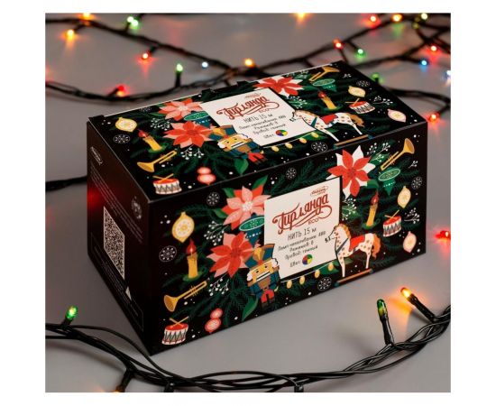 Гирлянда-нить Luazon ECO, IP20, 15 м, Н.Т. 400 ламп, 220V, 8 режимов, мультиколор 703309 – изображение 4