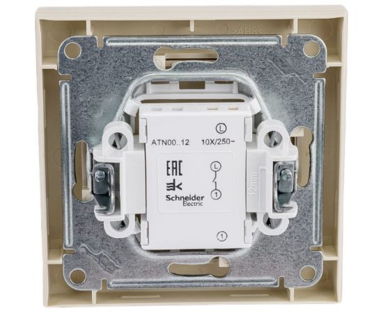 1-клавишный выключатель Schneider Electric AtlasDesign Бежевый сх.1, 10АХ, в сборе SE ATN000212 – изображение 4