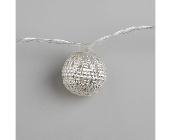 Нить Luazon DCR 4 м, с насадками Шарик узоры 2.5 см, IP20, Н.С. LED-20-220V, 8 режимов, белый 2388624 – изображение 4