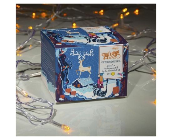 Нить Luazon ECO IP20, 5 м, Н.С. LED-50-220V, 8 режимов, желтый 3556760 – изображение 5