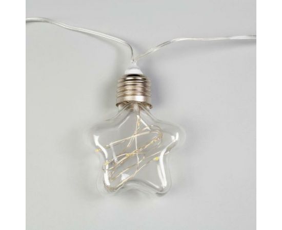 Нить Luazon ROSA 3 м, с насадками Лампочки звездочки 8 см, IP20, Н.С. LED-80-12V, 8 режимов, теплый белый 6929859 – изображение 5