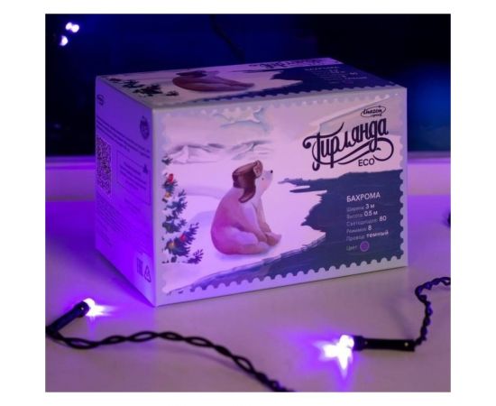 Бахрома Luazon ECO IP20, Ш3 м, В0.5 м, Н.Т. LED-80-220V, 8 режимов, фиолет 3556856 – изображение 6