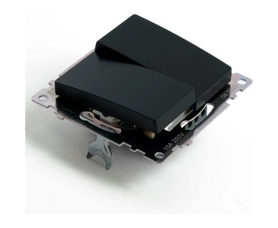 2-клавишный переключатель (механизм) STEKKER gls10-7107-05, 250v, 10а, серия катрин, черный, 49167 – изображение 6