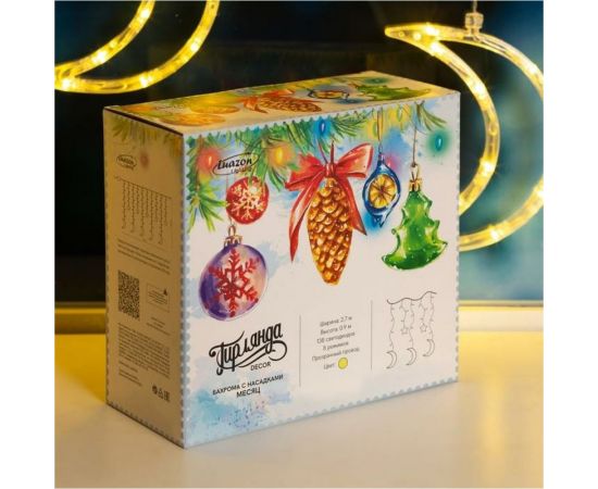 Бахрома Luazon DECOR Месяц, IP20, Ш2.7 м, В0.9 м, Н.С. LED-138-220V, 8 режимов, теплый белый 4356981 – изображение 6