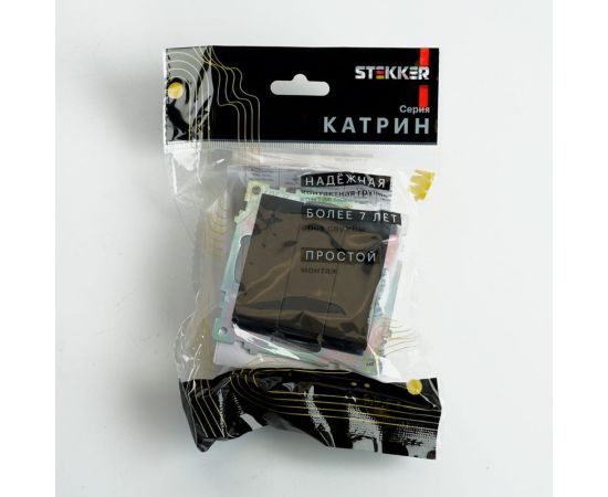 3-клавишный выключатель STEKKER (механизм), gls10-7108-05, 250v, 10а, серия катрин, черный, 49172 – изображение 7