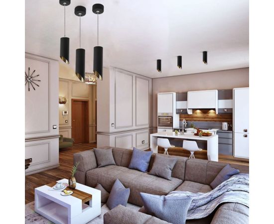 Потолочный светильник FERON ML1838 на подвесе MR16 35W 230V, черный, золото 55x300, 48045 – изображение 8