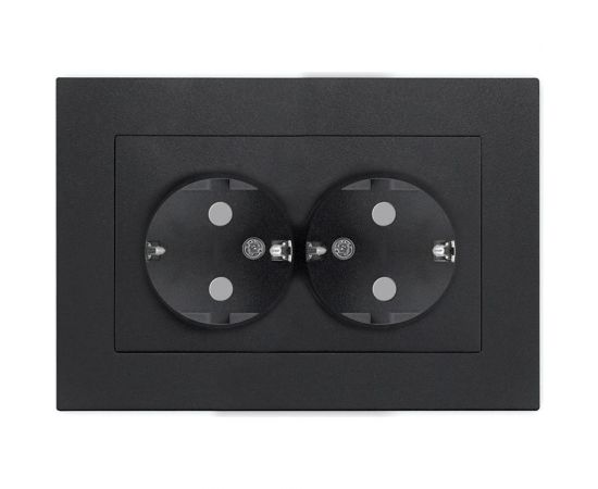 Двухместная розетка UNIVersal серия афина с/з, з/ш, с/у, 16а, 220в, графит еврослот A0050-Gr 