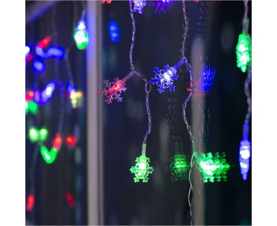 Бахрома Luazon DECOR Снежинки 3 см, IP20, Ш1.8 м, В0.5 м, Н.С. LED-48-220V, моргает, RGRB 3556861 – изображение 2
