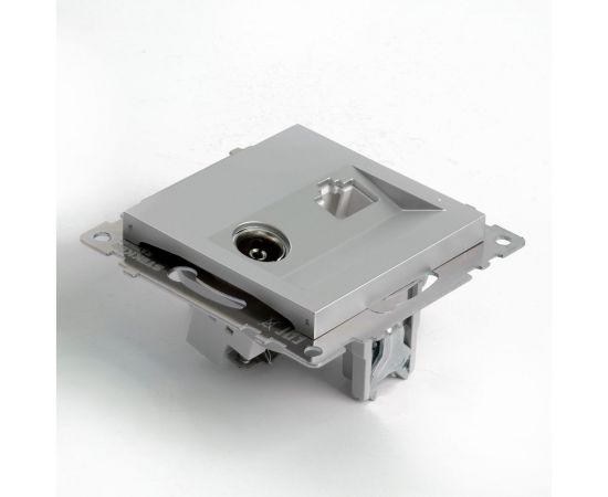 Розетка телевизионная + компьютерная RJ-45 STEKKER (механизм), gls00-7106-03, 75 ом, 5-862мгц, серия катрин, серебро, 49183 – изображение 2