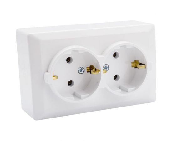 Двойная розетка Vesta Electric Mega с заземлением Mega F00050203BEL – изображение 2