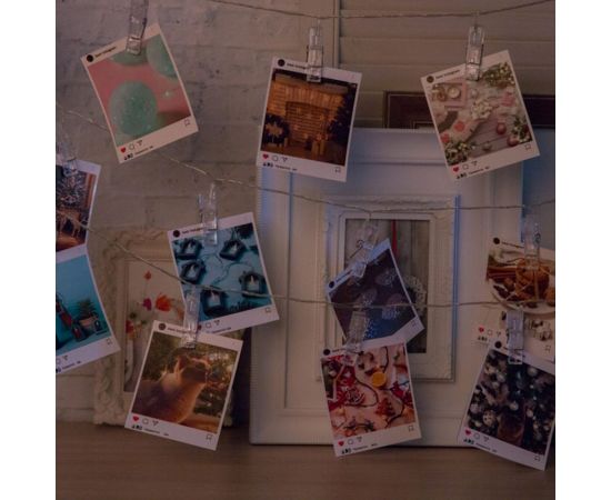 Гирлянда-нить Luazon DCR, 5 м, с насадками Прищепки, IP20, Н.С. LED-30-220V, 8 режимов, ТЕПЛО-БЕЛЫЙ 2433911 – изображение 2