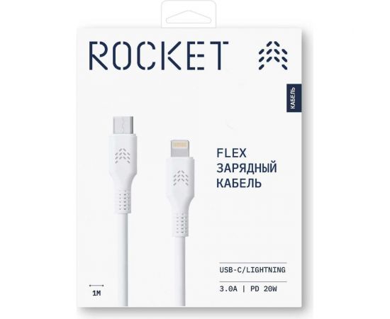 Зарядный кабель ROCKET Flex USB-C,Lightning 1 м, оплетка TPE RDC510WH01FL-CL – изображение 3