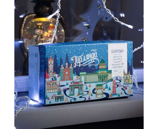 Бахрома Luazon ECO IP44, Ш4м, В0.6м, Н.Б. LED-180-220V, 8 режимов, белый 2361677 – изображение 4