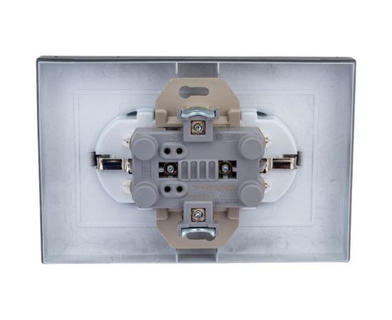 Двухместная розетка UNIVersal серия афина с/з, з/ш, с/у, 16а, 220в, графит еврослот A0050-Gr – изображение 4