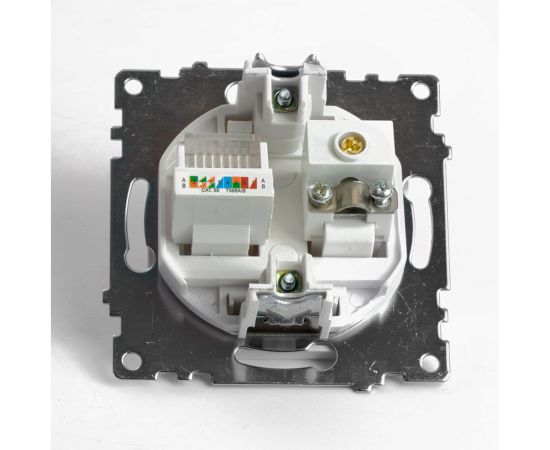 Розетка STEKKER телевизионная + компьютерная RJ-45 (механизм), gls00-7106-01, 75 ом, 5-862мгц, серия катрин, белый, 49181 – изображение 4